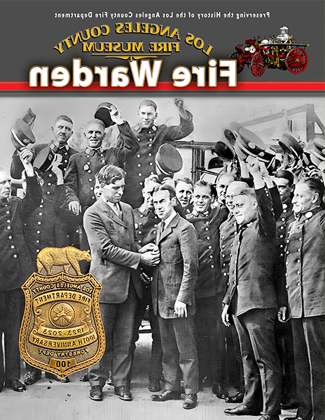 保存洛杉矶县消防局的历史, Fire Warden, 16400 Bellflower Blvd, Bellflower, CA卷32-1-2024写在弗林瑟姆局长被警局别上新局长徽章的照片上. Chiefs.
